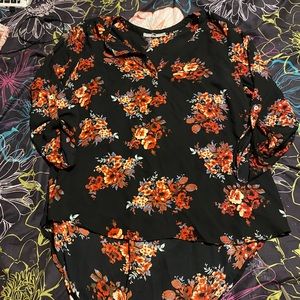 black floral button up shirt